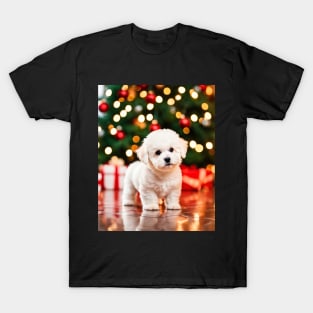 Christmas Bichon Frise Puppy Dog T-Shirt